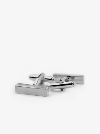 John Henric Men's Silver Cufflinks Block Size Onesize