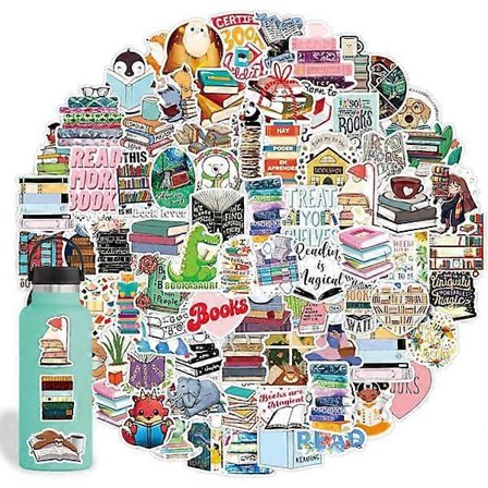 100 st Klistermärken för Böcker, Läsklistermärken, Bokklistermärken för Vattenflaskor, Biblioteksklistermärken, Bok