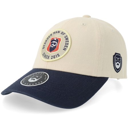 Bearded Man - Beige unconstructed Cap - Bm Of Sweden Stone Washed Stone/Navy Dad Cap / Unconstructed @ Hatstore