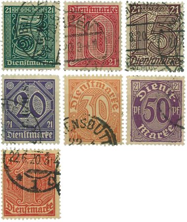 Tyske Rige 1920 - MICHEL D16-22 - Stemplet