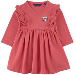 Kids - GANT Heart Script Ruffled Jersey Dress Blushed Pink 86 cm - Dresses - 86 CM - Pink - Mädchen