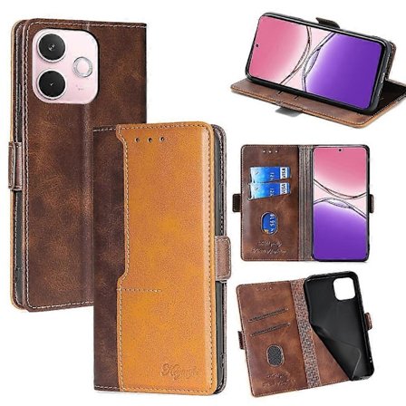 Til Oppo A5 Pro 4G/ 5G/ A5 Energy 5G Etui Kontrastfarve Tegnebog Læder Telefoncover