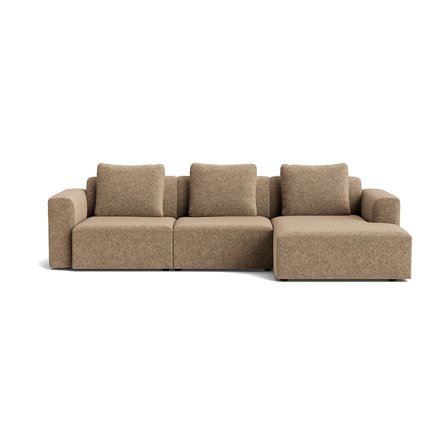 Como Chaiselong Sofa, Højrevendt - Anthology Mørk Beige - Håndlavet Kvalitets Sofa m/ Ekstra Rygpuder - 286x155x83cm - Perfekt Hyggekrog