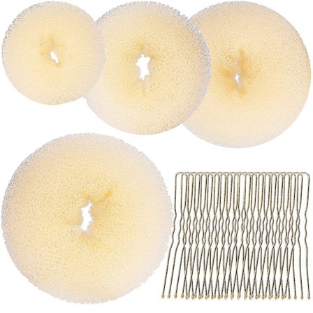 Hårbolle Shaper Sæt 4 Hår Pcs Donut Bun Maker(ekstra-stor, Stor, Mellem, Lille) Med Store Bobby Pins Blonde 20stk, Doughnuts Ring Styler Maker