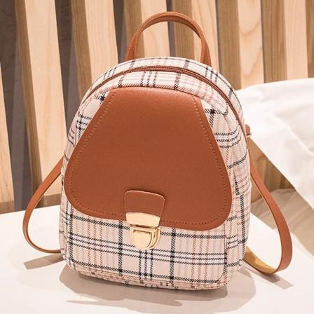 Mini Crossbody-väska för tonårsflicka Pläd kvinnor axel telefonväska Koreansk stil Ny trendig kvinna Brown