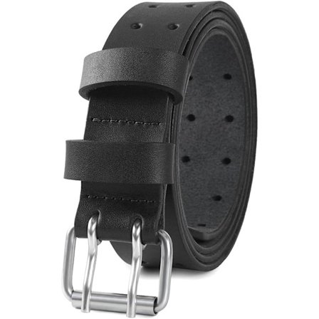 Dubbla spännen läderarbetsbälten för män | 38 mm bred | Robust | Äkta läderbälte