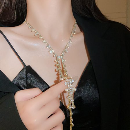 Zirkon vatten droppe choker halsband, lätt lyx, nisch high-end, krage, höst- och vinterklänning, mångsidigt temperament tillbehör