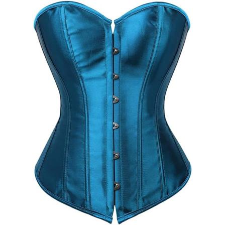 HOU Dam Bustier Korsett Topp Plus Storlek Satin Midja Cincher Overbust Bustiers Påfågel Blå X-Large