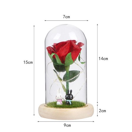 LED-dekor » Roser og LED-lys i glasskuppel Rose Kit for hjemmedekorasjon, fødsel