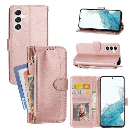 For Samsung Galaxy A35 5G Lærveske Crossbody Telefondeksel Glidelåslomme