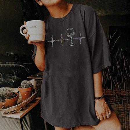 Kortärmad Tröja För Kvinnor Med Hjärtmönster