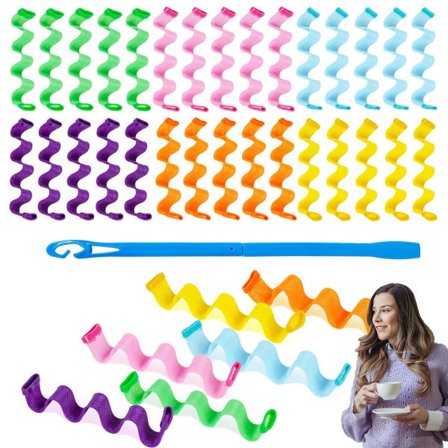 36 delar Värmelösa Vågor locktång med stylingkrokar 30cm