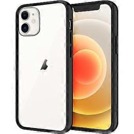 Fodral Kompatibelt med iPhone 12 Mini 5,4-tum, Stötsäkert Bumper-skydd, Repskyddande Klar Bak (Svart)