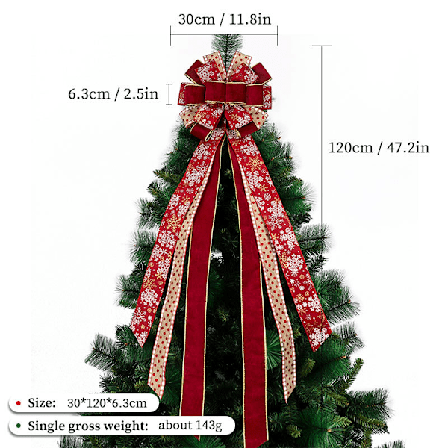 Julbåge Jul Handgjord DIY Dekoration Kombination av Tre Färger Träd Topp Knytband Båge