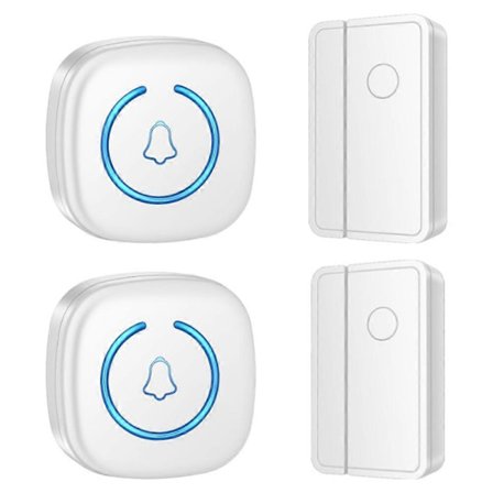 M8 Kommersiell Trådlös Dörrmagnet Sensor Ringklocka Välkomstbesökare Larm med 2 Sändare 2 Mottagare [DB]