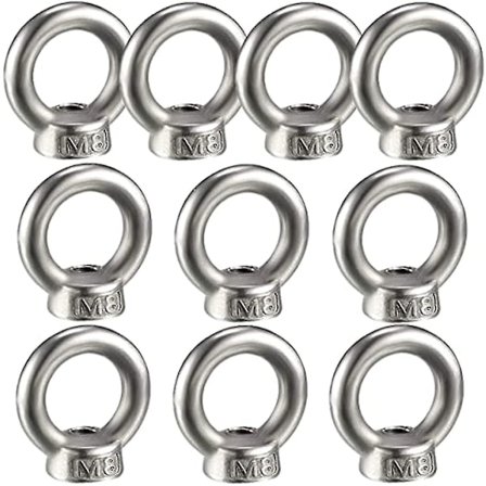 10 stk Rustfritt Stål Ringmutter, M8 Løfteøye Mutter, Jernvare Øye Mutter, Hunn Feste Tråd Mutter For Løftetilbehør, Overflatepolering, Sølv