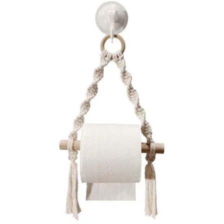 Toiletpapirholder, vævet makramé toiletrulleholder til toilet