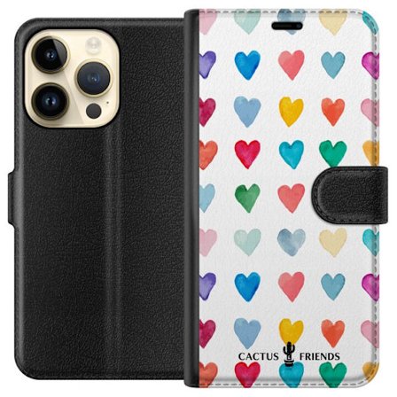 Yhteensopiva Lompakkokotelo Apple Apple iPhone 15 Pro Cactus and Friends - Watercolor Love Grid