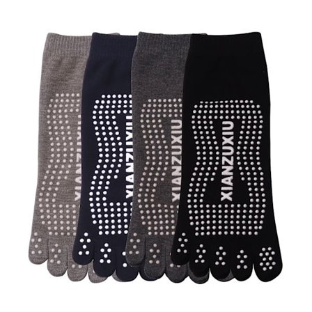 Yoga sokker herre bomull sklisikre profesjonelle fem-finger sokker yoga sokker vår og sommer tynne yoga trampoline sokker sports fitness sokker (4 par