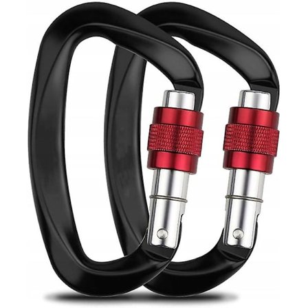 Fallsikring karabinkrok D-formet karabinkrok 12kn Svart 2PCS