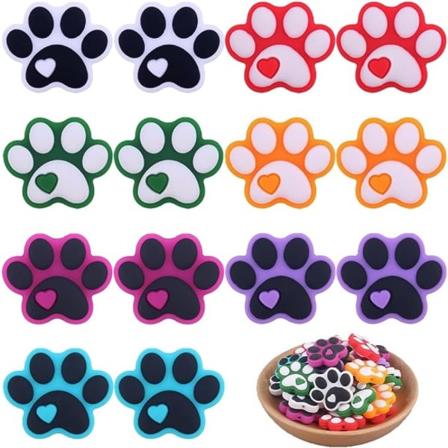 14 stk søt katt hund pote silikon fokal perler tegneserie formet flat