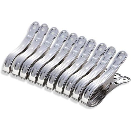 10-pak rustfri klemmer til håndklæder, badehåndklæder, tøj, tæpper, tungt tøj, vindtætte klemmer (sølv)
