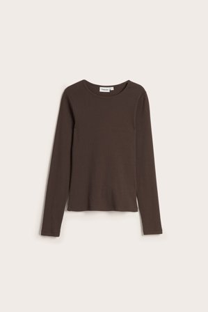 Kappahl | Ribbestrikket, langermet topp | Mørkebrun