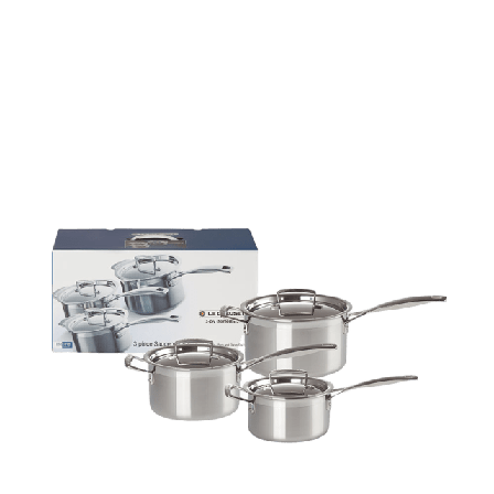 Le Creuset Kastrullset 3-Ply Rostfritt Stål Kastruller Silver 16,18 & 20 cm