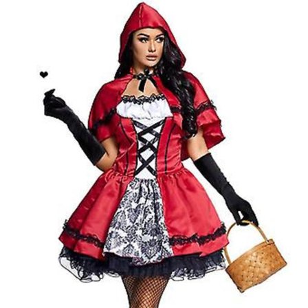 Halloween Dam Dam Lilla Rödluvan Kostym Karneval Party Maskerad Sagor Cosplay S-xxxl Plus Size( XL)