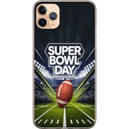 Yhteensopiva Puhelinkuori Apple iPhone 11 Pro Max Super Bowl Day juliste, jossa amerikkalainen jalkapallo valaistuksella varustetulla areenalla dramaa