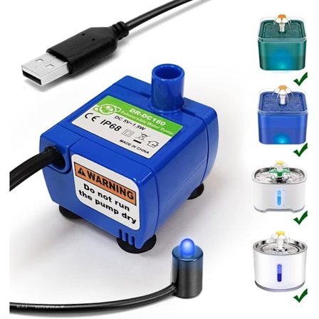 Kissavesiautomaatin pumppu, korvaava pumppu lemmikkieläinten vesiautomaattiin DR-DC160 moottori, korvaava pumppu juoma-automaattiin ja kissan 