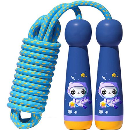 Springtov til børn med træhåndtag, blødt bomuldsspringtov til børn, justerbare springtov uden sammenfiltring til piger og drenge, springtov til børn