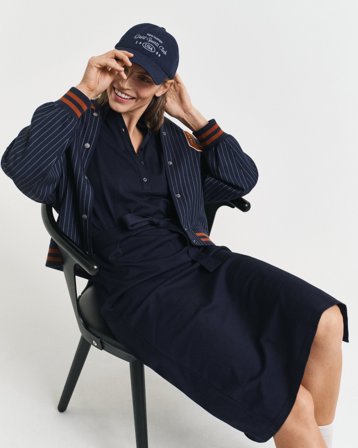 GANT Damen Piqué Polokleid (M) Marineblau