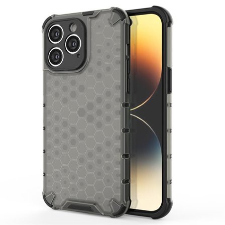 Honeycomb-etui til iPhone 14 Pro Max pansret hybridcover sort