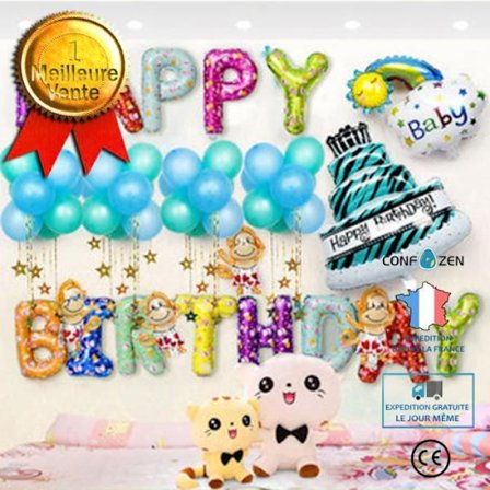 Dekorationssæt - CONFO - Happy Birthday Balloner - Multifarvet - Fødselsdagstema - Børn