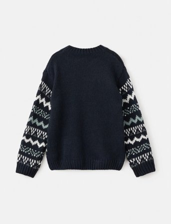 Mango Knitted Sweater With Trim - Navy - 13-14