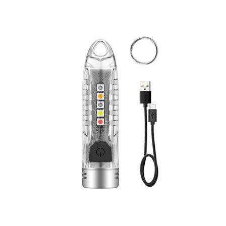 Liten LED-ficklampa Nyckelring, Stark Utomhusficklampa Mini Multifunktionell Nödnyckelringslampa