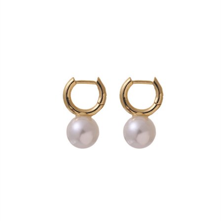 Genuine Gold Plated S925 Silver Needle Vintage Pearl Earrings Premium Feel Ear