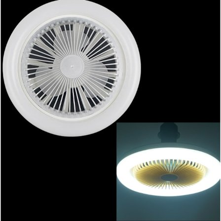 10 tuuman LED-kattovalaisin tuulettimella (valkoinen), E27 36 W himmennettävä kattotuuletinvalaisin, hiljainen valkoinen