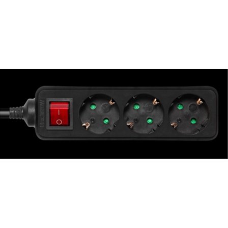 Deltaco Earthed power strip, 1xCEE 7/7, 3xCEE 7/3, child protected, 1.5m - Black