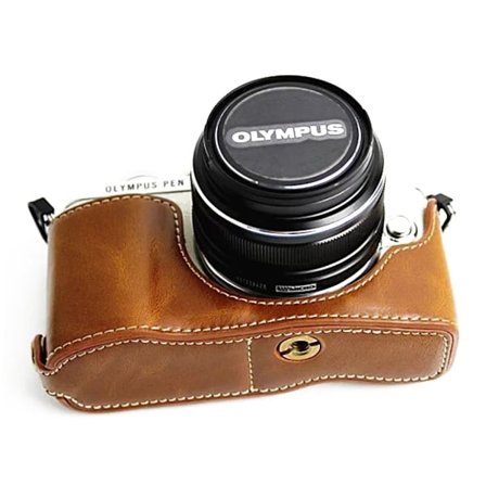 Olympus PEN E-PL9 Synteetti Nahkainen Puolisuojaava Kameran Laukku - Ruskea