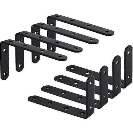 8st Väggfäste Hylla Väggfäste L-form Fästvinkel För Hylla Deco Kök Sovrum Möbler Hängande Garderob 125 75 3mm Svart Järn