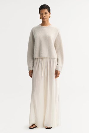 Soft Goat - Brushed crewneck - Women cashmere sweater - L - Chalk