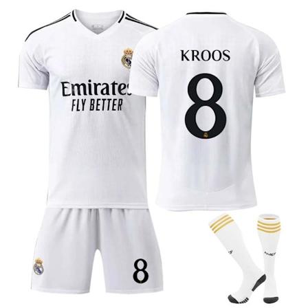 2425 Real Madrid fodboldtrøje Kroos trøjesæt med sokker XS(160-165cm)