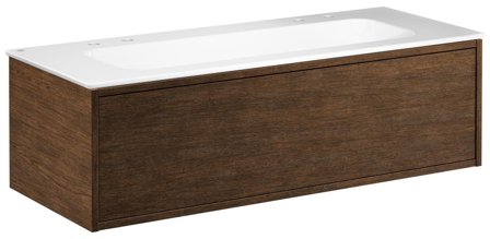 Gustavsberg Ducentic GB71DCVU12AWWB2200 Kommodpaket 120 cm, brun ek/vit, för 2 dubbelhålsblandare Brun ek/Vit, Badrum