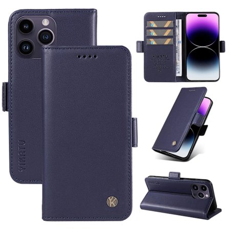 Kotelo iPhone 15 Pro Max 6.7/15 Ultra -puhelimelle, taivaansininen, yksinkertainen lompakko korttipidikkeellä, magneettinen läppä, nahkaa