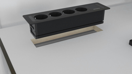 Deltaco OFFICE Recessed Outlet Box,4 outlets,GST18 in,end cap out