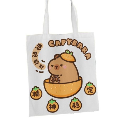 Canvasväska Tecknad Capybara Tote 5 5