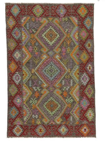 Kilim Afghan Old Style Rug 207X314 Brown/Black Wool, Afghanistan