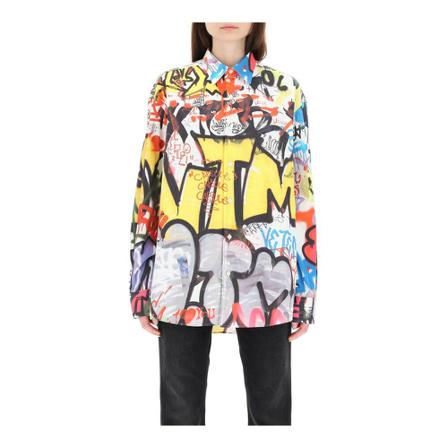 Vetements graffiti print oversized shirt Hvid, Dame Skjorter